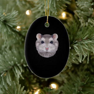 Gray Dwarf Hamster Face Keramik Ornament