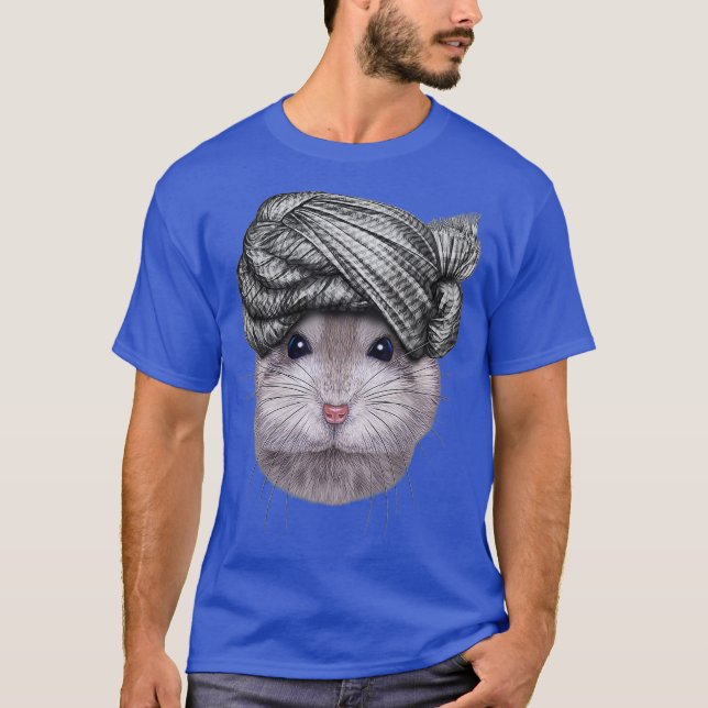 Gray Dwarf Hamster mit Turban Head Wrap T-Shirt (Vorderseite)