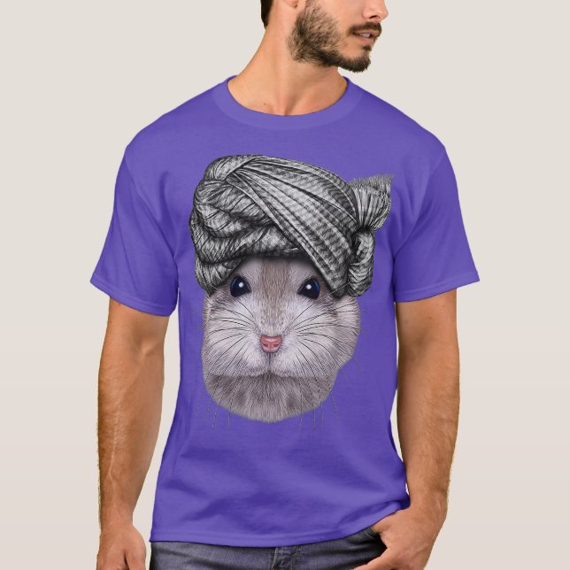 Gray Dwarf Hamster mit Turban Head Wrap T-Shirt (Vorderseite)