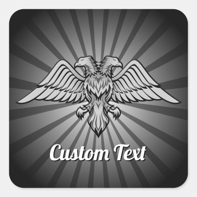 Gray Eagle mit zwei Köpfen Quadratischer Aufkleber (Vorderseite)