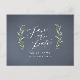 Gray einfache Kalligraphie rustikale grüne Hochzei Ankündigungspostkarte