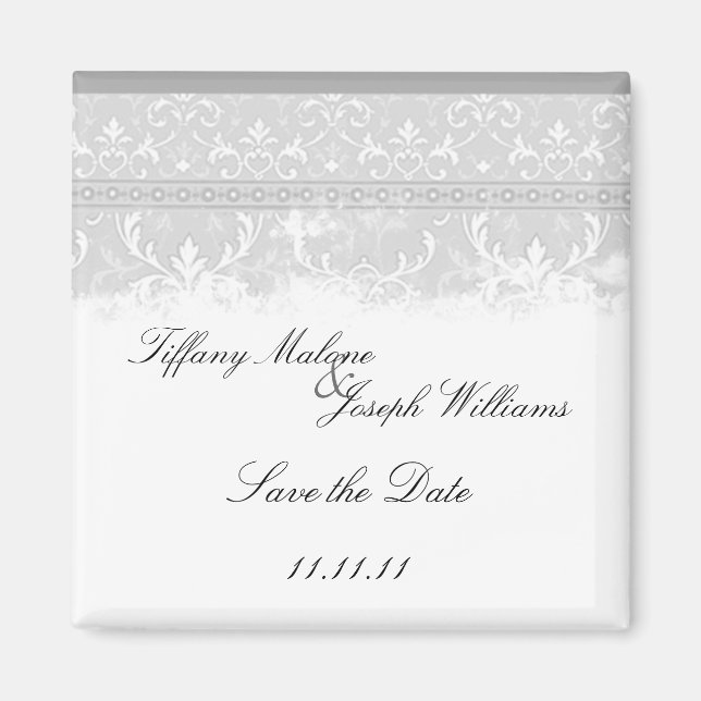 Gray Elegance Wedding Magnete (Vorne)