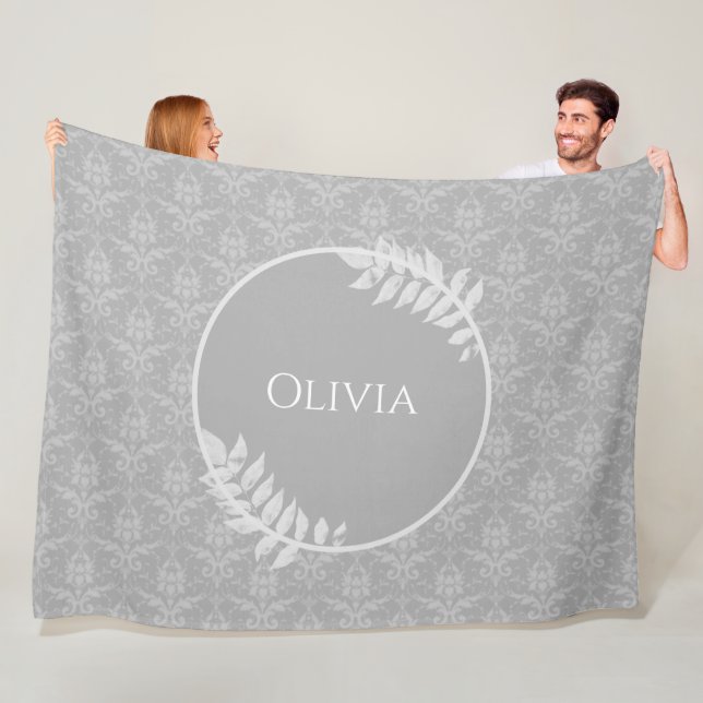 Gray Elegant Damask Personalisiert Fleece Blanket (Beispiel)