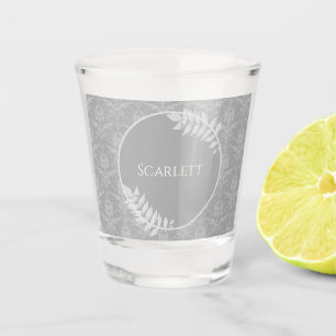 Gray Elegant Damask Personalisiert Shot Glass Schnapsglas