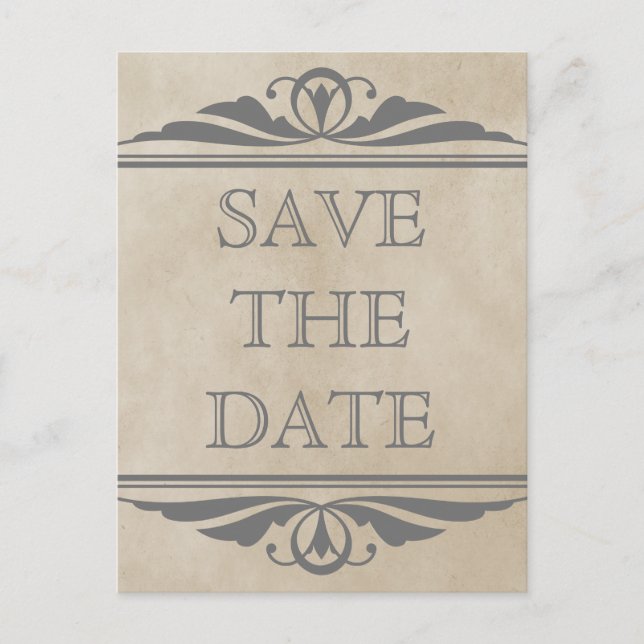 Gray Elegant Deko Save the Date Postkarte (Vorderseite)