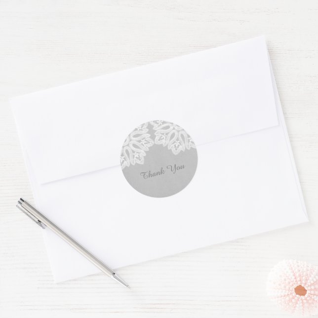 Gray Elegant Lace Danke Stickers (Umschlag)