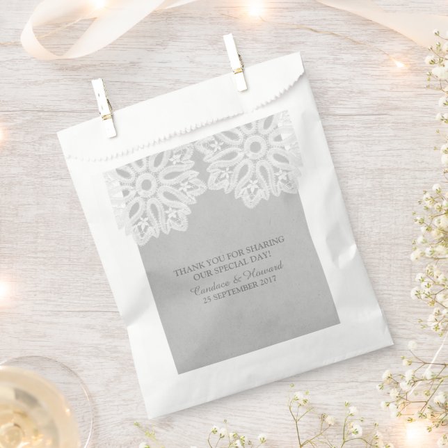 Gray Elegant Lace Favor Bags Geschenktütchen (Ausgeschnitten)