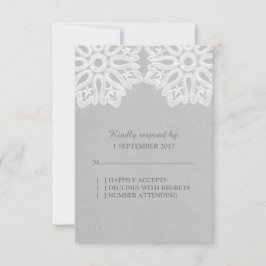 Gray Elegant Lace RSVP Card Karte