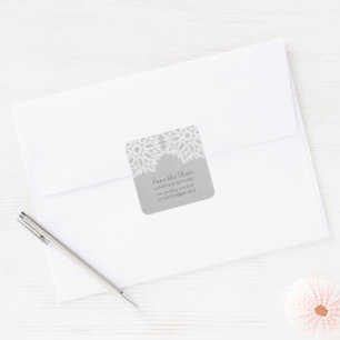 Gray Elegant Lace Save the Date Stickers