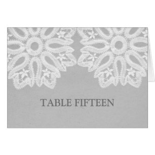 Gray Elegant Lace Tischnummer Card