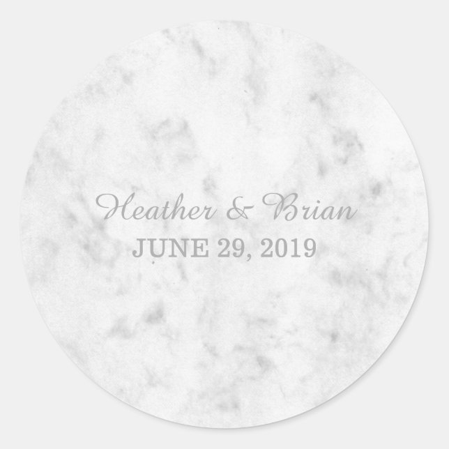 Gray Elegant Marble Wedding Runder Aufkleber (Vorderseite)