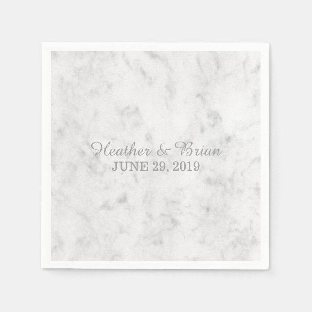Gray Elegant Marble Wedding Serviette (Vorderseite)