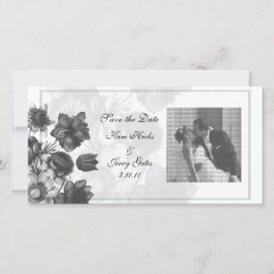 Gray Elegante Blume Hochzeit Foto Cards Save The Date