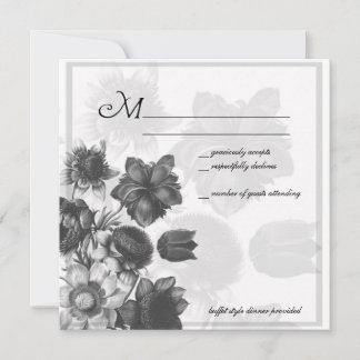 Gray Elegante Blume Wedding RSVP Cards Einladung