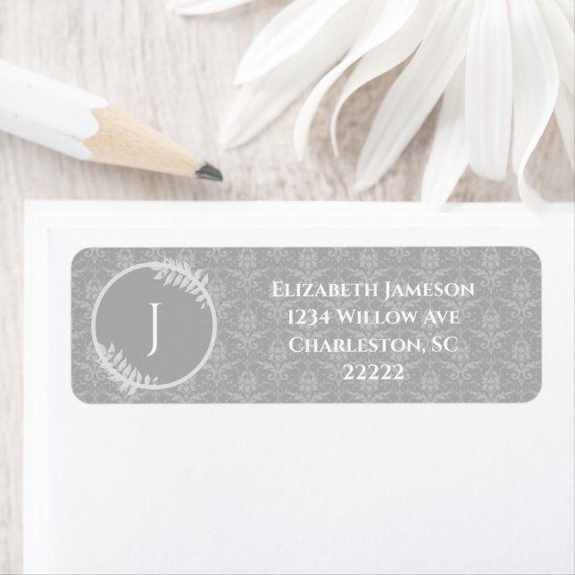 Gray Elegante Damask Label (Insitu)