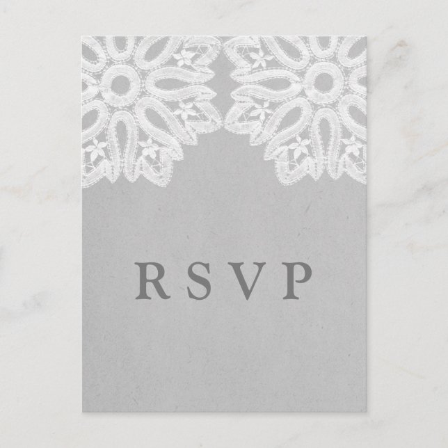 Gray Elegante Lace UAWG Postcard Einladungspostkarte (Vorderseite)