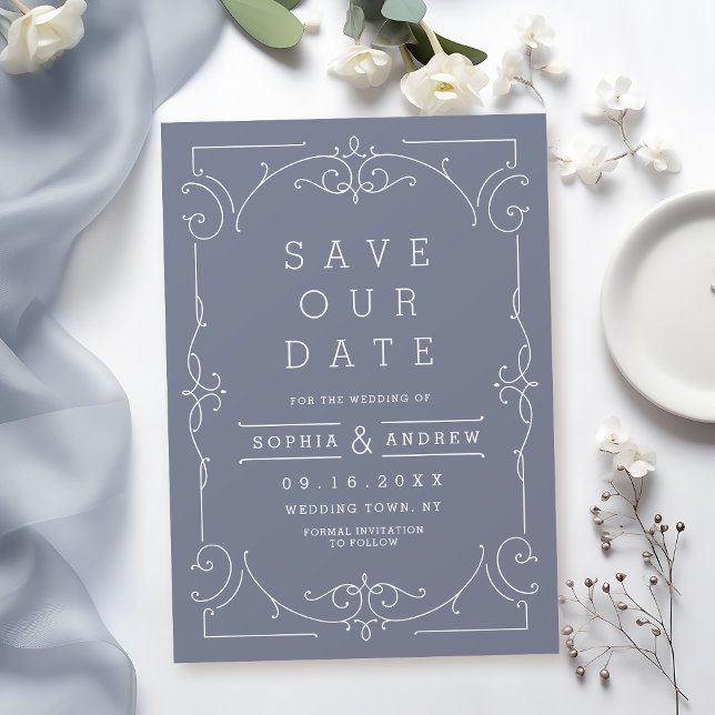 Gray elegante moderne klassische Hochzeit speicher Save The Date (Gray elegant modern classic wedding save the date)