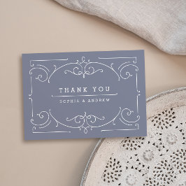 Gray elegante moderne klassische Vintage Hochzeit Dankeskarte