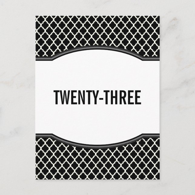 Gray Elegante Quarto Tischnummer Postkarte (Vorderseite)