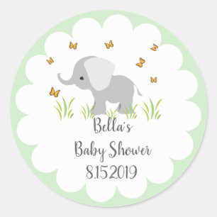 Gray Elephant Baby Shower Sticker