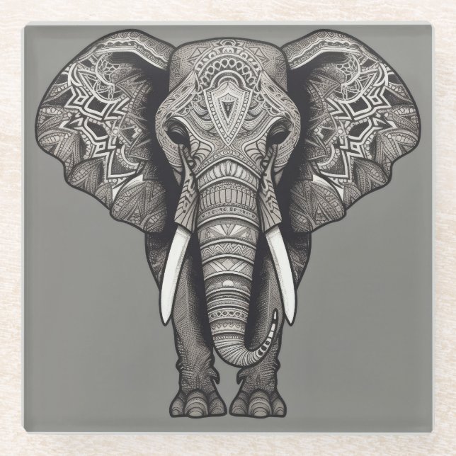 Gray Elephant Glasuntersetzer (Vorderseite)