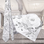 Gray Eucalyptus White Peony Wedding Floral Krawatte<br><div class="desc">Schwarz-Weiß-Hals-Krawatte mit Aquarellmalereien aus Weiß und Silbergrau-Eukalyptus in einem Bouquet-Muster. Eine wirklich schwarz-weiße Hochzeitshacke.</div>