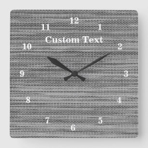 Gray Fabric Cloth - Add Your Text / Name Quadratische Wanduhr
