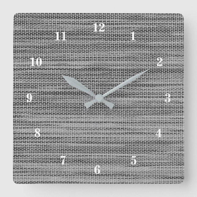 Gray Fabric Cloth Quadratische Wanduhr (Vorderseite)