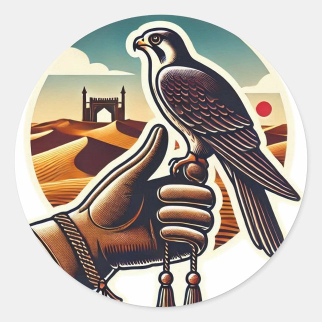 Gray Falcon Portrait Runder Aufkleber (Vorderseite)