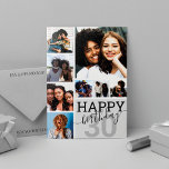 Gray Family Friends Foto Collage Happy Geburtstag Karte<br><div class="desc">Diese coole und niedliche Geburtstagskarte ist perfekt für Freunde oder Familienmitglieder. Es verfügt über acht individuell anpassbare Fotografien mit dem Zitat "Happy Birthday", auf einem mittleren grauen "30" (das in jedes Alter geändert werden kann) und weich grauen Block Quadrat. Es ist modern, lustig, und eine großartige Art lassen, wünschen Ihrem...</div>