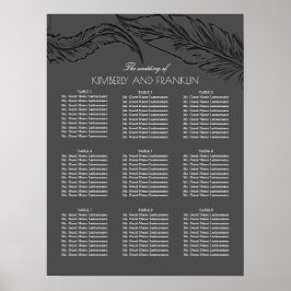 Gray Feathers Elegant Chic Wedding Seating Charts Poster