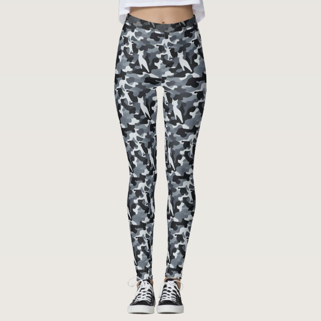 Gray Feline Camouflage (Muster 1) Leggings (Vorderseite)