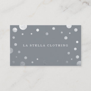 Gray Feminine Chic Silver Confetti Polka Dot Visitenkarte
