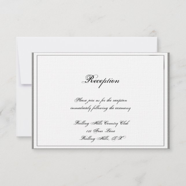Gray Filigree Posh Wedding Reception Einladung (Vorderseite)