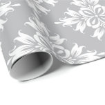 Gray Floral Damask Symetric Royal Bridal Wedding Geschenkpapier<br><div class="desc">Delikate,  grau-weiße KompositionK-Design</div>