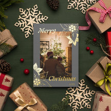 Gray Floral Elegant Frohe Weihnachts Portrait Foto