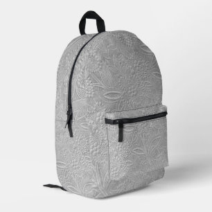 Gray floral Embossed Look Bedruckter Rucksack