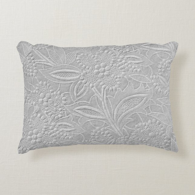 Gray floral Embossed Look Dekokissen (Vorderseite)
