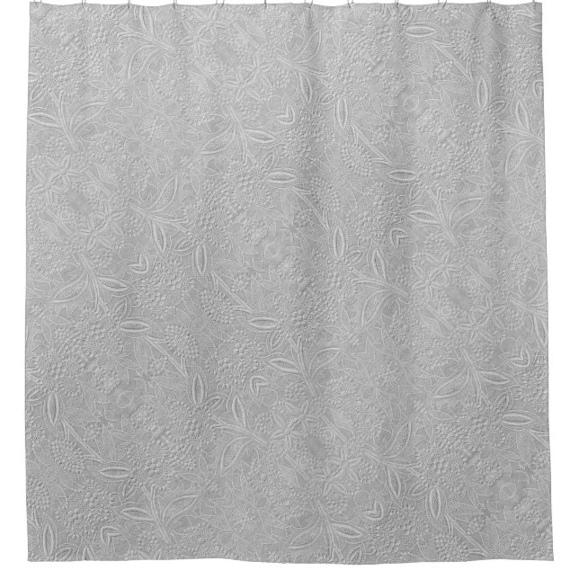 Gray floral Embossed Look Duschvorhang (Vorderseite)