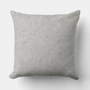 Gray floral Embossed Look Kissen
