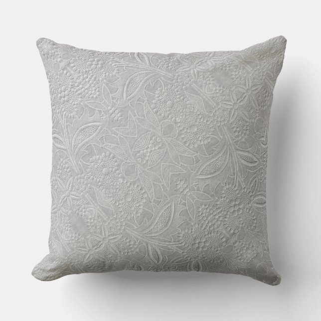 Gray floral Embossed Look Kissen (Vorderseite)