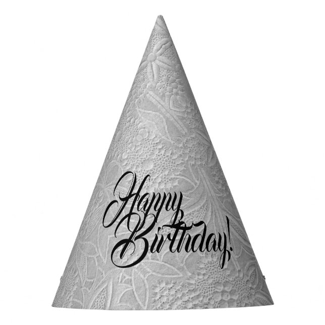 Gray floral Embossed Look Partyhütchen (Vorderseite)