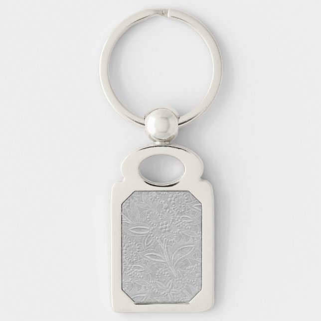 Gray floral Embossed Look Schlüsselanhänger (Vorderseite)