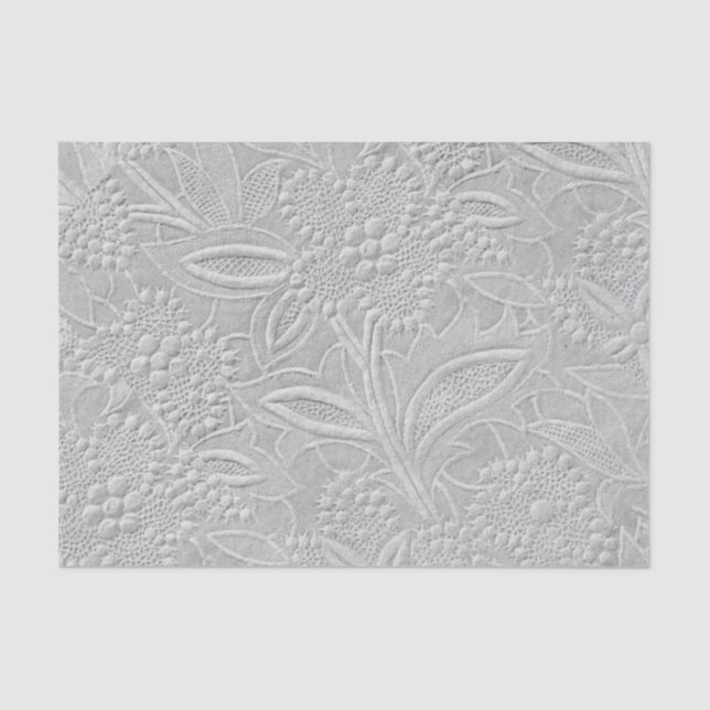 Gray floral Embossed Look Seidenpapier (Vorderseite)