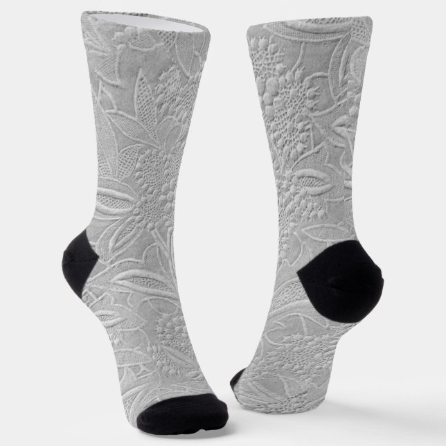 Gray floral Embossed Look Socken (Gewinkelt)