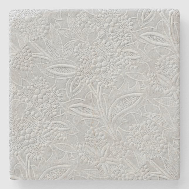 Gray floral Embossed Look Steinuntersetzer (Vorderseite)