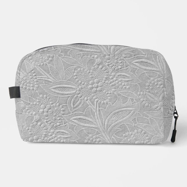 Gray floral Embossed Look Waschbeutel (Vorderseite)
