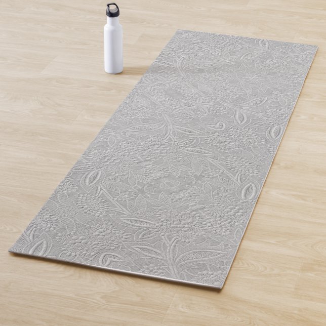 Gray floral Embossed Look Yogamatte (Beispiel)