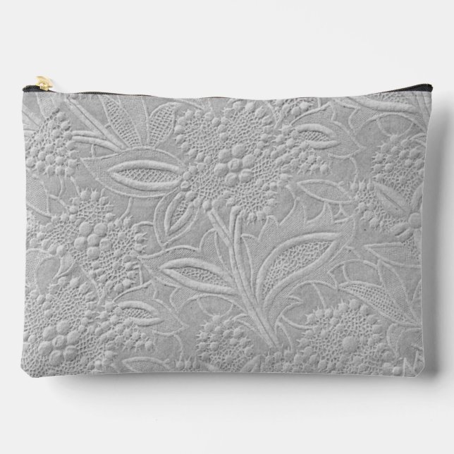 Gray floral Embossed Look Zubehörtasche (Vorderseite)
