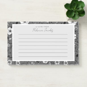 Gray Floral Post-it Klebezettel